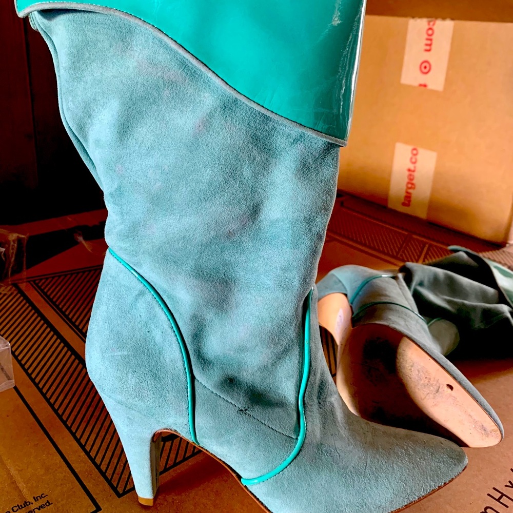 Made in Italy Rare Turquoise Suede Ankle Boots